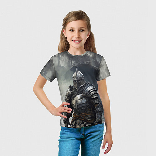 Детская футболка Рыцарь в туманных горах / 3D-принт – фото 5