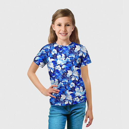 Детская футболка Голубой цветник / 3D-принт – фото 5