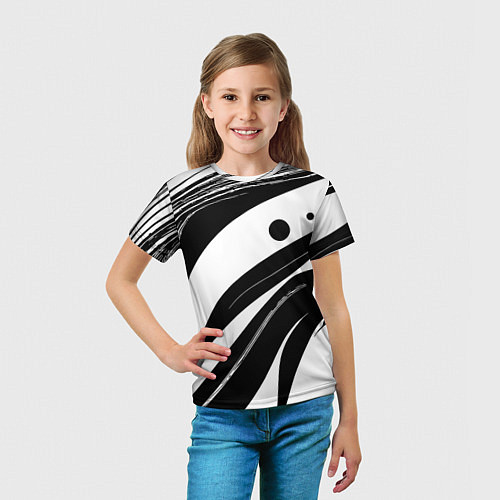 Детская футболка Abstract black and white composition / 3D-принт – фото 5