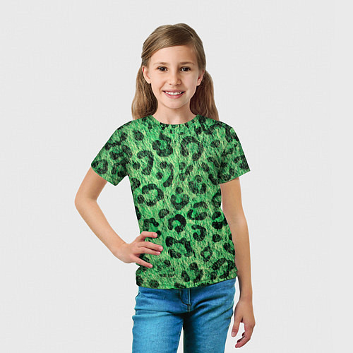 Детская футболка Зелёный леопард паттерн / 3D-принт – фото 5