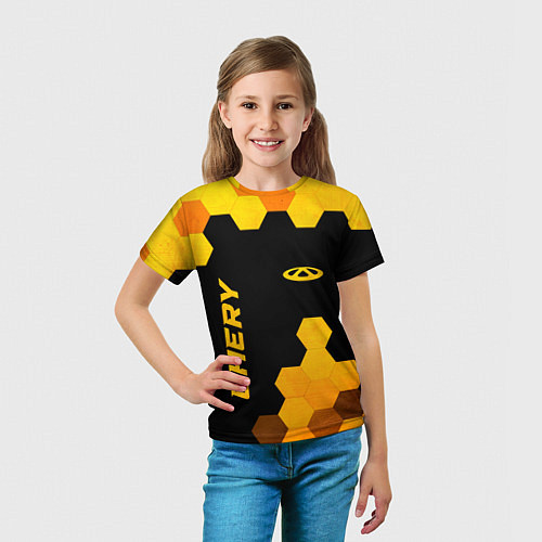 Детская футболка Chery - gold gradient вертикально / 3D-принт – фото 5