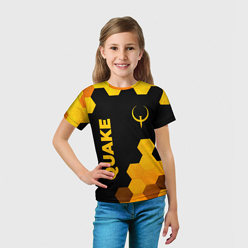 Детская футболка Quake - gold gradient вертикально / 3D-принт – фото 5