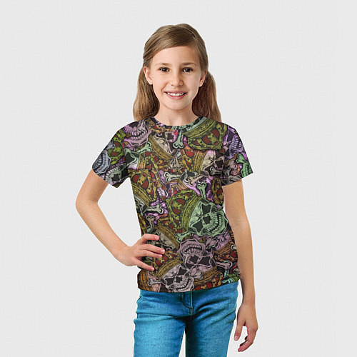Детская футболка Череп с короной паттерн / 3D-принт – фото 5