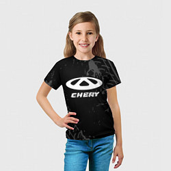Футболка детская Chery speed на темном фоне со следами шин, цвет: 3D-принт — фото 2