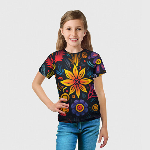 Детская футболка Растительный узор в латино-американском стиле / 3D-принт – фото 5