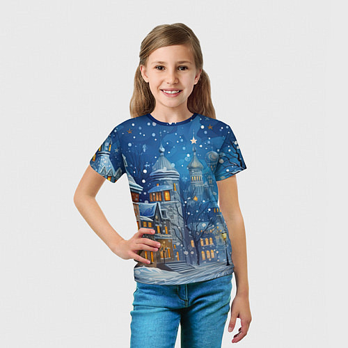 Детская футболка Новогоднее настроение город / 3D-принт – фото 5