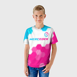 Футболка детская Mercedes neon gradient style посередине, цвет: 3D-принт — фото 2