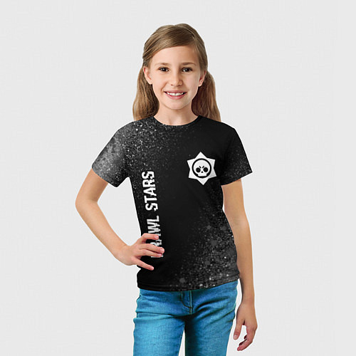 Детская футболка Brawl Stars glitch на темном фоне вертикально / 3D-принт – фото 5