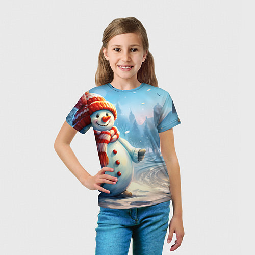 Детская футболка Снеговик новогодний / 3D-принт – фото 5
