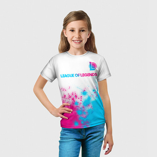 Детская футболка League of Legends neon gradient style посередине / 3D-принт – фото 5