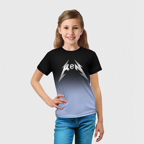 Детская футболка Кен - стиль металлики: градиент / 3D-принт – фото 5
