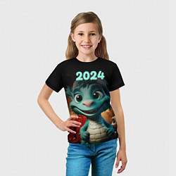 Футболка детская Зеленый дракончик 2024 год, цвет: 3D-принт — фото 2