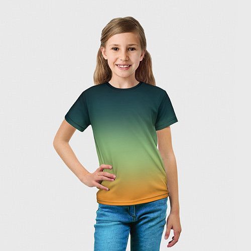 Детская футболка Темно-зеленый и желтый градиент / 3D-принт – фото 5