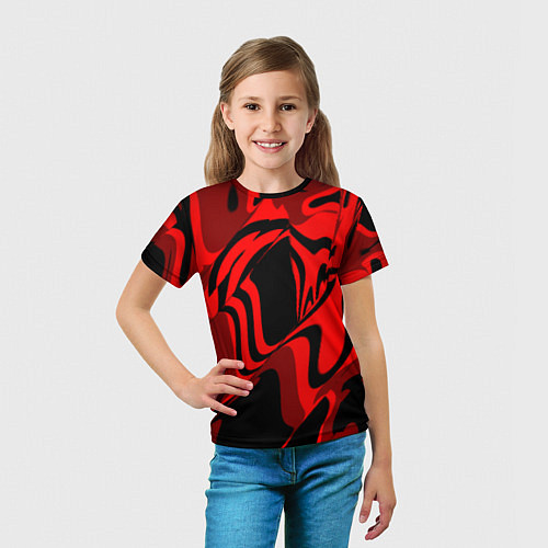 Детская футболка Черно-красное предупреждение / 3D-принт – фото 5