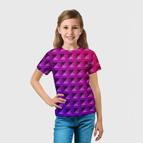 Детская футболка Пластиковые объемные квадраты / 3D-принт – фото 5