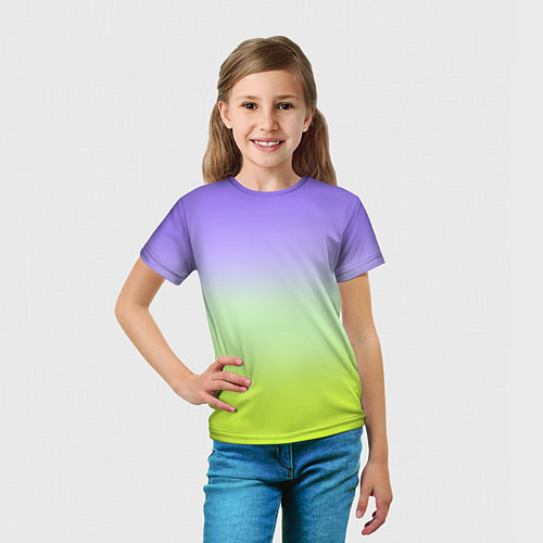 Детская футболка Фиолетовый мятный и желто-зеленый градиент / 3D-принт – фото 5