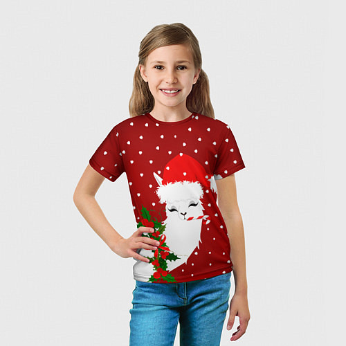 Детская футболка Лама - альпака с леденцом / 3D-принт – фото 5