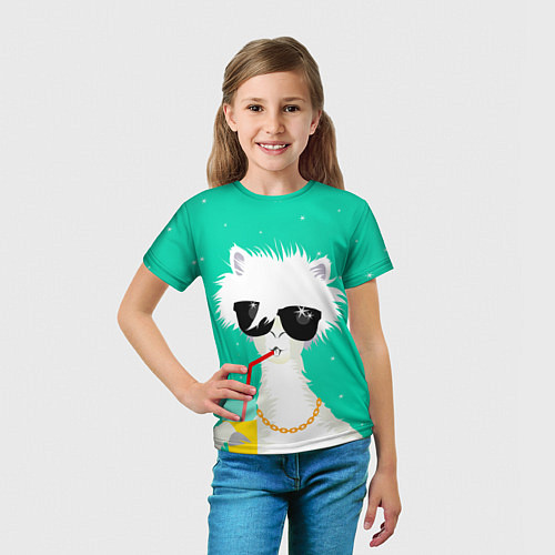 Детская футболка Лама - альпака на чиле / 3D-принт – фото 5