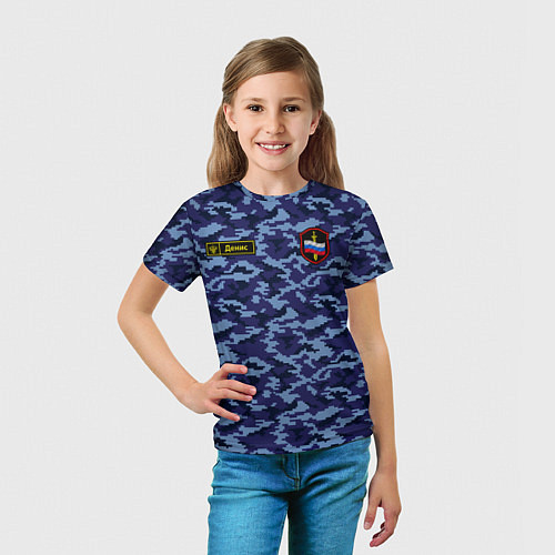 Детская футболка Камуфляж синий - Денис / 3D-принт – фото 5
