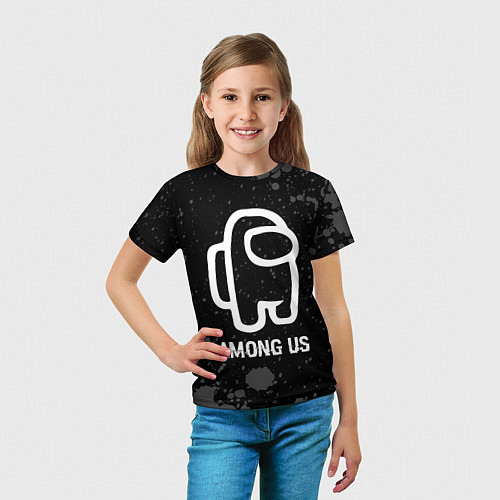 Детская футболка Among Us glitch на темном фоне / 3D-принт – фото 5