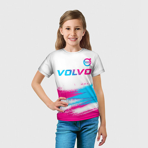 Детская футболка Volvo neon gradient style посередине / 3D-принт – фото 5