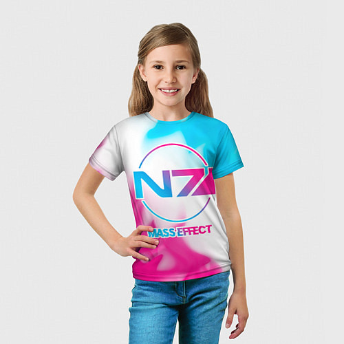 Детская футболка Mass Effect neon gradient style / 3D-принт – фото 5