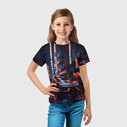 Футболка детская Гоночный футуристичный автомобиль, цвет: 3D-принт — фото 2