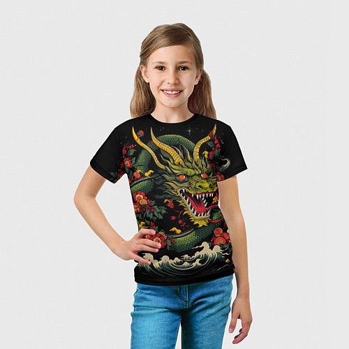 Детская футболка Зеленый дракон / 3D-принт – фото 5