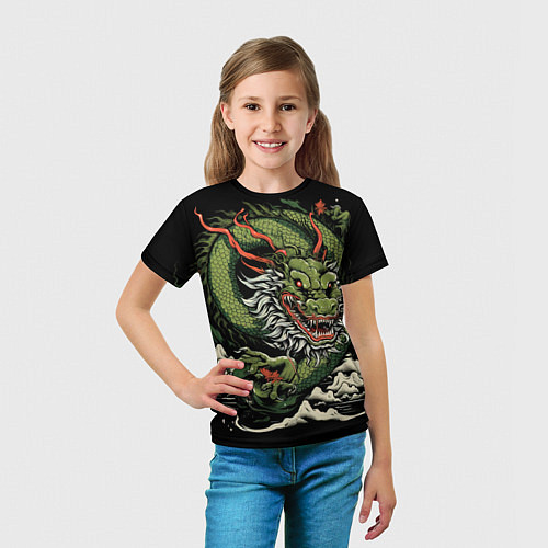 Детская футболка Символ года зеленый дракон / 3D-принт – фото 5
