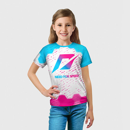Детская футболка Need for Speed neon gradient style / 3D-принт – фото 5