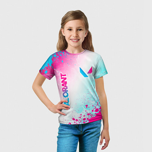 Детская футболка Valorant neon gradient style вертикально / 3D-принт – фото 5