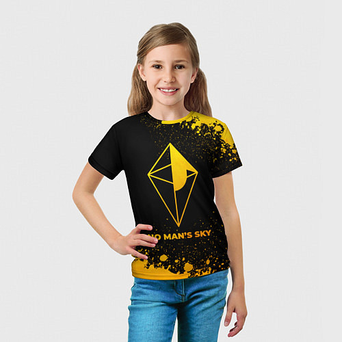 Детская футболка No Mans Sky - gold gradient / 3D-принт – фото 5