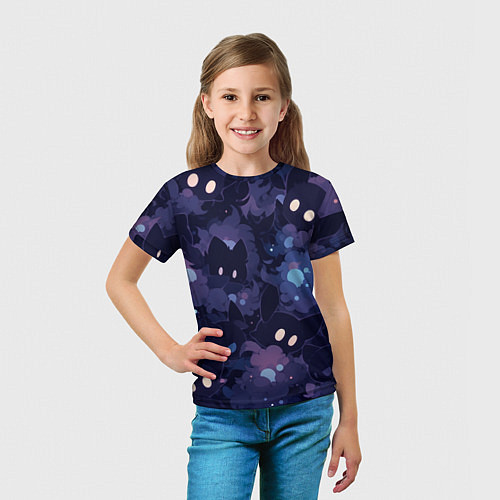 Детская футболка Фиолетовые котики / 3D-принт – фото 5