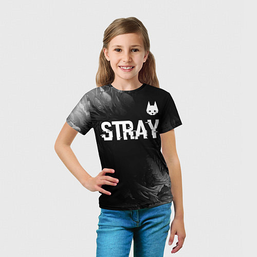 Детская футболка Stray glitch на темном фоне посередине / 3D-принт – фото 5
