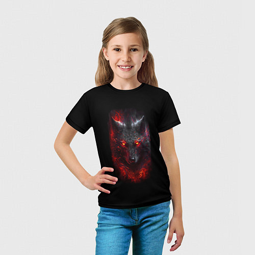 Детская футболка Огненный волк / 3D-принт – фото 5
