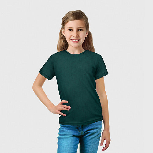 Детская футболка Тёмно-зелёный однотонный текстура / 3D-принт – фото 5