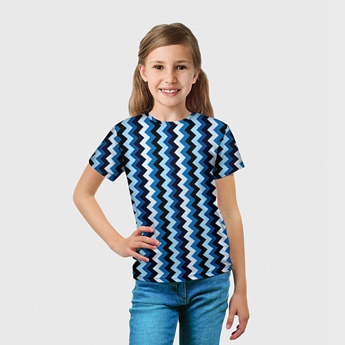 Детская футболка Ломаные полосы синий / 3D-принт – фото 5
