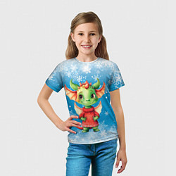 Футболка детская Милый дракошка в свитере, цвет: 3D-принт — фото 2