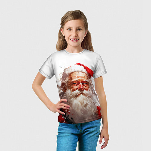 Детская футболка Добрый Санта - мазки краски / 3D-принт – фото 5