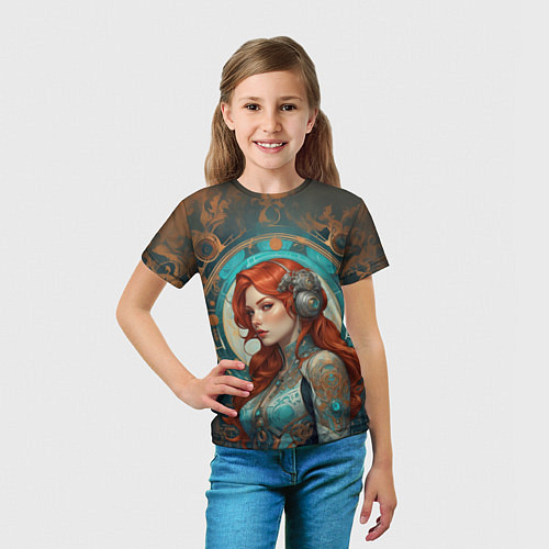 Детская футболка Рыжая воительница в броне / 3D-принт – фото 5
