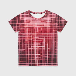 Футболка детская Красные неоновые полосы киберпанк, цвет: 3D-принт