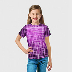 Футболка детская Фиолетовые неоновые полосы киберпанк, цвет: 3D-принт — фото 2