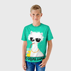Футболка детская Лама no drama llama, цвет: 3D-принт — фото 2