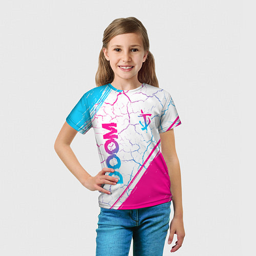 Детская футболка Doom neon gradient style вертикально / 3D-принт – фото 5