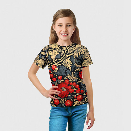 Детская футболка Новогодние ягодки и узоры / 3D-принт – фото 5