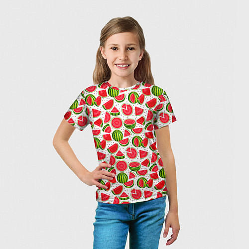 Детская футболка Нарезанный арбуз / 3D-принт – фото 5