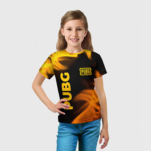Детская футболка PUBG - gold fire gradient / 3D-принт – фото 5