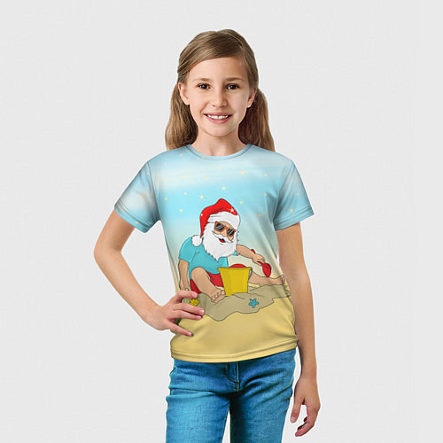 Детская футболка Дед Мороз на море / 3D-принт – фото 5