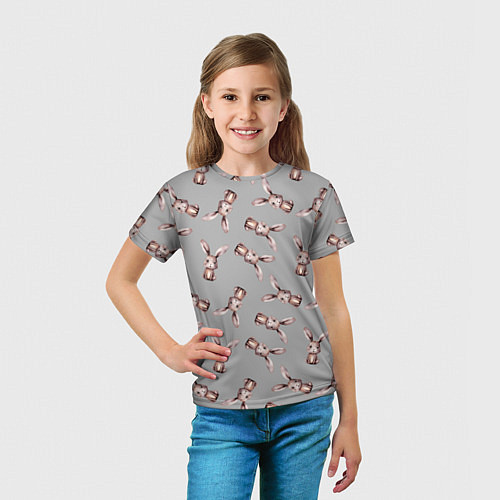Детская футболка Зайцы на сером фоне / 3D-принт – фото 5