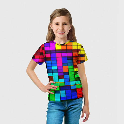 Детская футболка Радужный кубизм / 3D-принт – фото 5